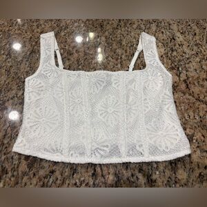 American Eagle AE white corset lace tank top size S